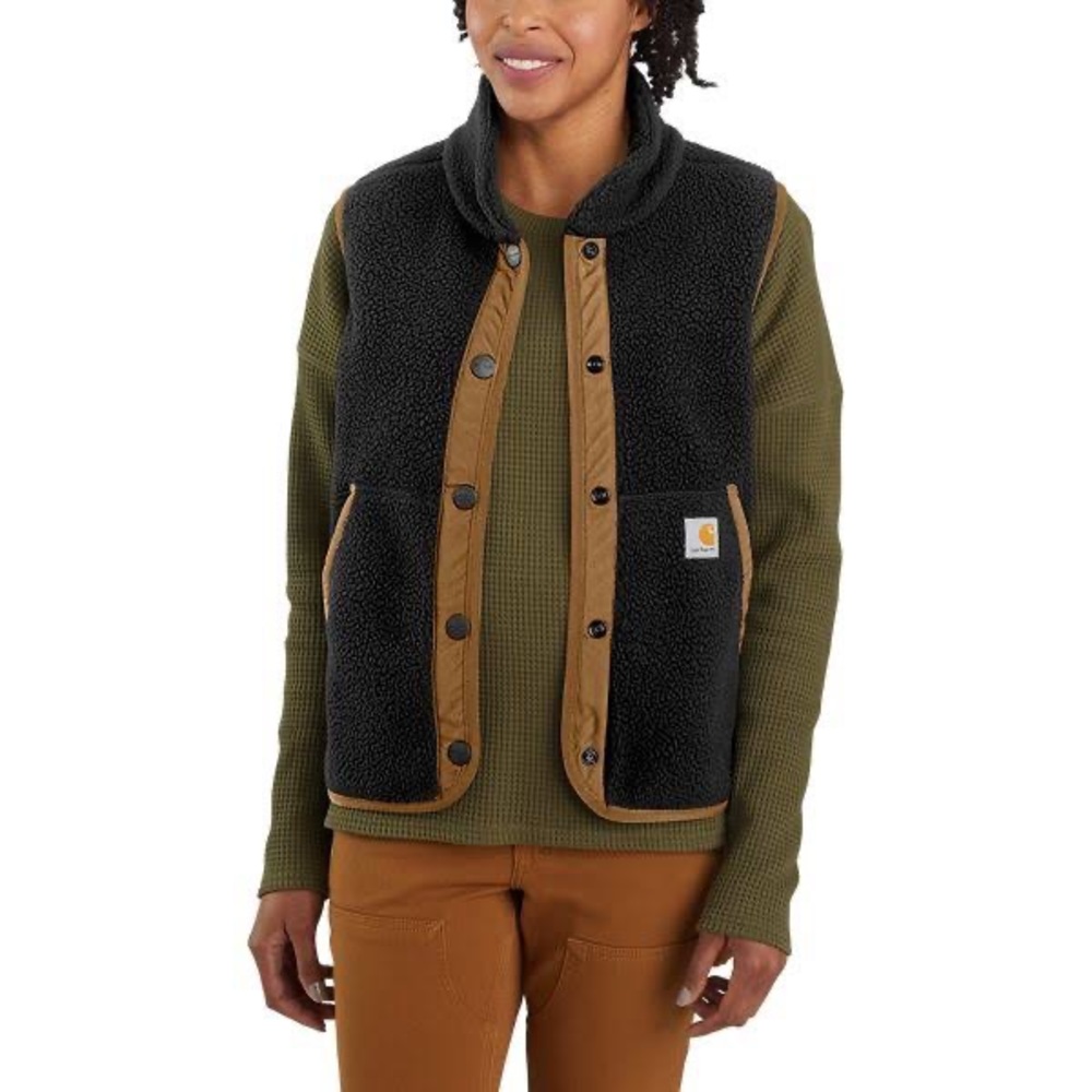Carhartt Fleece Vest - snap button up black/tan